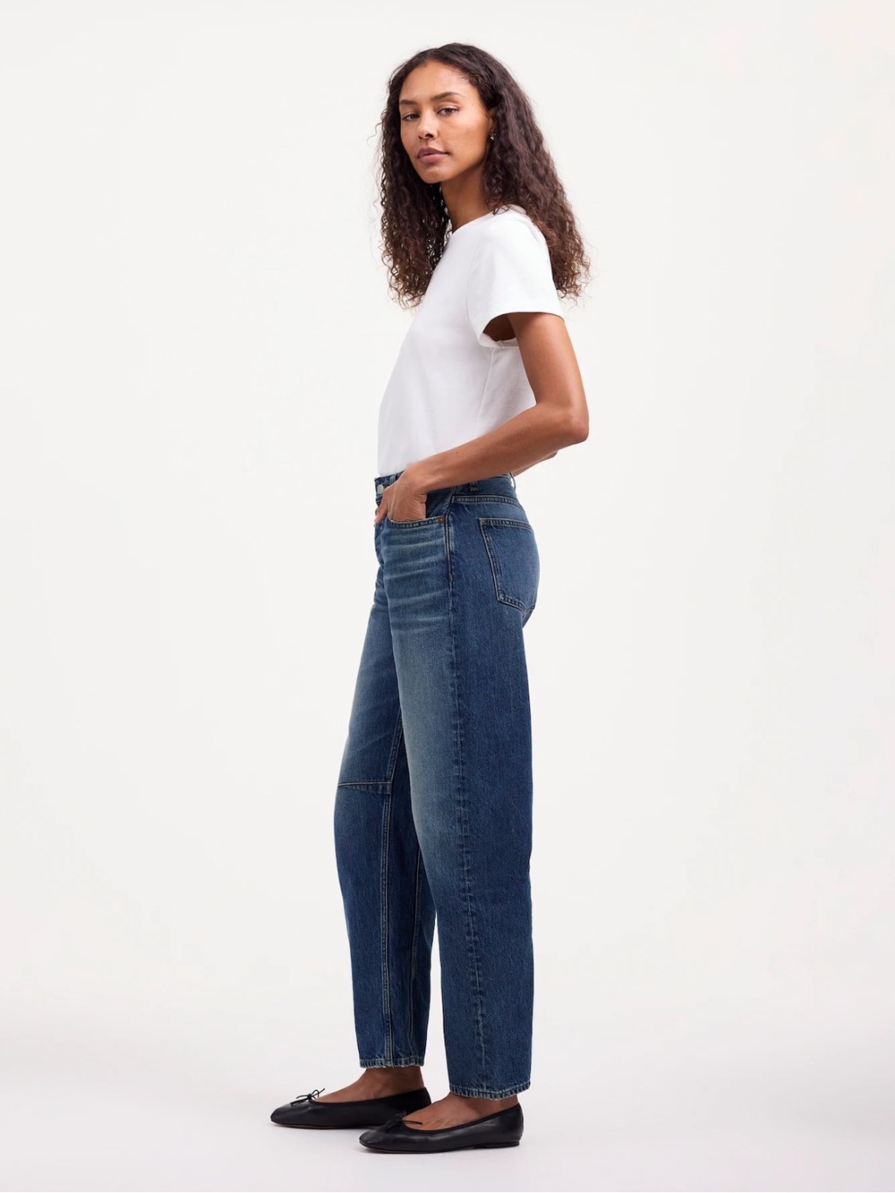 NWT Madewell Darted Barrel Leg Jean 28 Irmo Wash Rigid - Picture 5 of 14